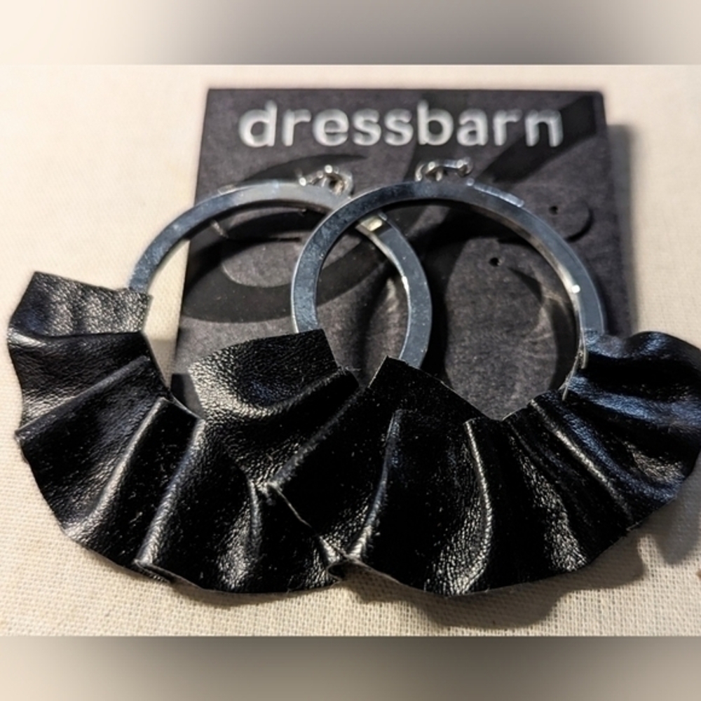 Dressbarn earrings with black leather detail.NWT.